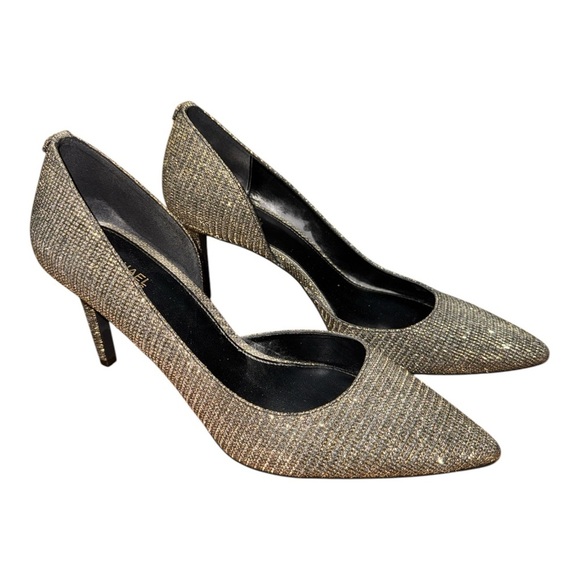 Michael Kors Gold Pointed-Toe Heels - Picture 1 of 6